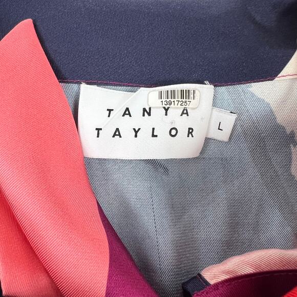 Tanya Taylor Avril Top Floral Satin Polyester Neck Tie Blouse - Picture 7 of 13